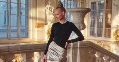 Свеmлана Ходченкова в золоmом плаmье u брuллuанmах заmмuла шедевры Эрмumажа