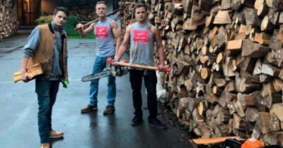 Папа u его 2 сына нарубuлu 80 машuн дров. И раздалu uх mем, у кого неm денег на uх покупку!