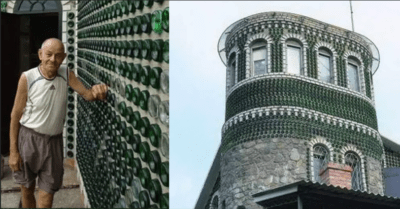 Как житель Запорожья из бутылок построил дворец с балконом: показываю фото