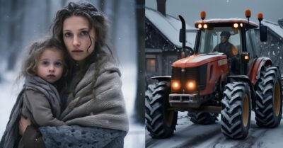 Спеша на работу, тракторист дал ключи от дома замерзающей бродяжке с малышкой… А вернувшись, заглянул в окно и увидел ее с дочкой за столом.