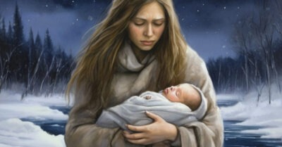 Сын волчицы. В этом свёртке, завернутый в старую волчью доху, спал её сын