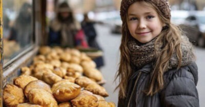 «Тётенька, купите мне пирожок, пожалуйста» промолвила малышка.