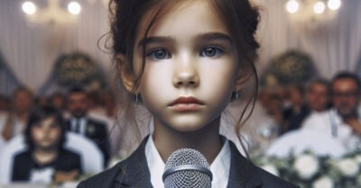 На свадьбе матери девочка взяла микрофон, чтобы поздравить ее и включила видео