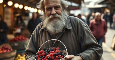 Мажор на авто пихнул ведро с ягодой, которую продавал седовласый мужик у автотрассы. Обернувшись, паренёк обмер