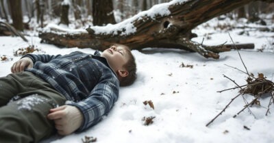 Мальчик в сугробе посреди леса. Снежный заложник