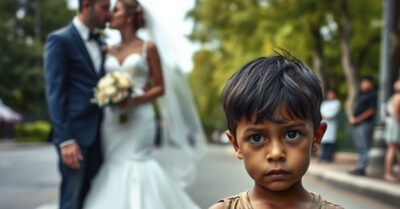 Мальчуган-оборвыш словил на чужой свадьбе букет невесты для немощной мамочки