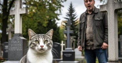 Мужчина потерял своего любимого кота, но вскоре увидел его на кладбище.