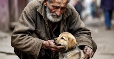 Пенсионер без гроша в кармане подобрал щенка, которого выкинули богачи. И буквально через пару дней о нём писали уже все газеты.