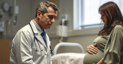 Увидев, кто перед ним, доктор рухнул на колени, разглядев лицо своей беременной пациентки.