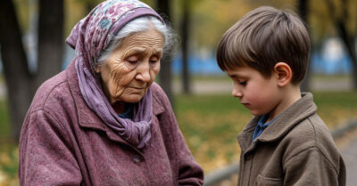 Мальчуган пожалел старушонку и отдал ей весь свой хлеб. То, что она предложила взамен, вынудило съёжиться
