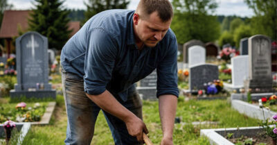 Могильщик обнаружил старый телефон прямо рядом с гробом усопшей — и когда тот неожиданно зазвонил, он машинально взял трубку… То, что он услышал