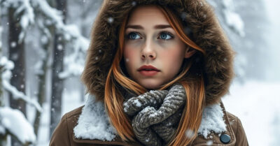 Бродяжка спасаясь от метели, забралась на ночь в брошенное здание. А поутру обнаружила у входа загадочные следы