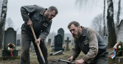 Раскопав свежую могилу и приподняв крышку гроба, заключённые замерли в немом ступоре. То, что предстало их глазам, разделило их жизни на «до» и «после».