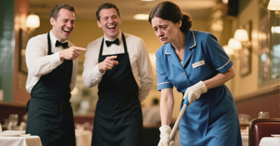 Над хромой уборщицей хохотали в кабаке, но подошёл состоятельный посетитель и позвал её к себе в гости