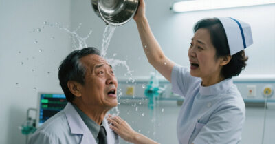 Санитарка выплеснула судно на башку завотделением, который не желал принимать раненого нищего в неопрятной одежде