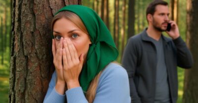 Спрятавшись за деревом в лесу, хотела сделать муженьку сюрприз, но замерла, когда услыхала его телефонный трёп