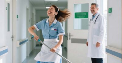 Заведующий застал санитарку, танцующую со шваброй в пустом коридоре… То, что он сделал, изумило всех