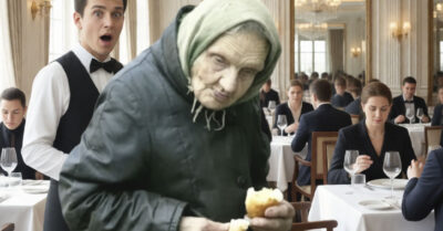 Старуха в рваном пальто, пропахшем помойкой и сажей, ввалилась в ресторан, требуя столик. Официанты смотрели на неё, будто на выброшенный мусор. Управляющий, щеголь в костюме за 200 тысяч, не знал, что его идеальная жизнь треснет по швам, когда она скажет два слова