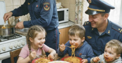 Полицейские приехали на вызов, думая о чём угодно, но только не о том, что им придется стоять у плиты и варить спагетти