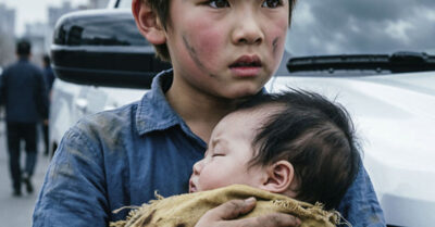 «Возьмите мою сестренку, она голодная» — говорит малыш прохожему.  Это сказал ребёнок, у которого самого во рту маковой росинки не было.  Он не просит еды для себя. Он просит спасти её
